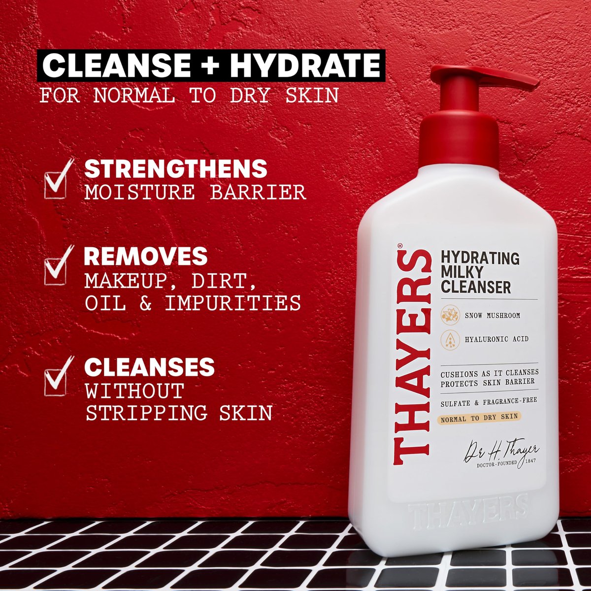 Thayers Milky Hydrating Face Cleanser with Snow Mushroom and Hyaluronic Acid – Gentle Facial Wash for Dry and Sensitive Skin, 8 Fl Oz Avelisse