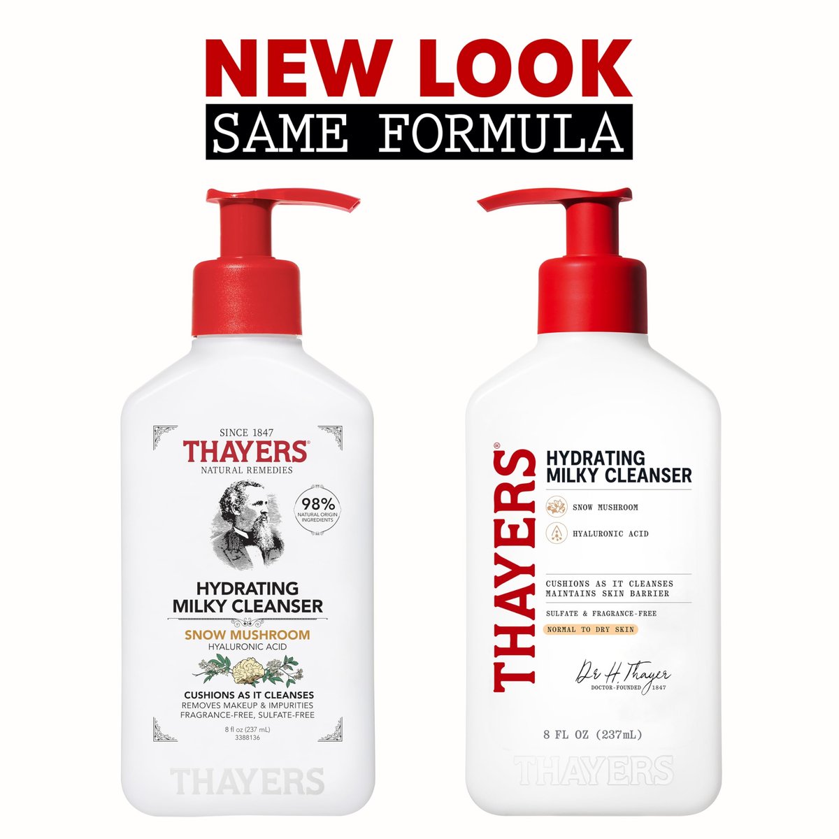 Thayers Milky Hydrating Face Cleanser with Snow Mushroom and Hyaluronic Acid – Gentle Facial Wash for Dry and Sensitive Skin, 8 Fl Oz Avelisse