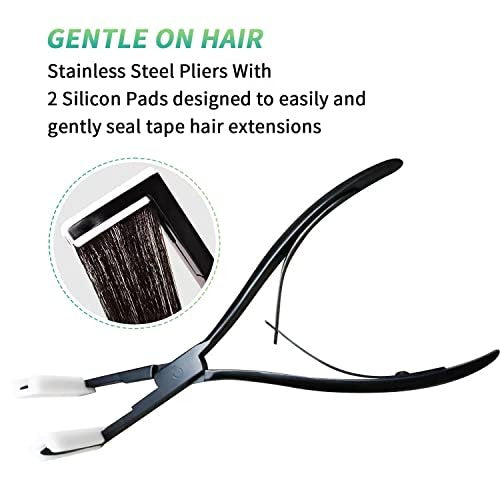 Tape In Hair Extensions Plier – Black Stainless Steel Flat Surface Sealing Tool for Women Avelisse