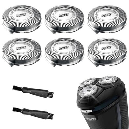 SH30 Replacement Heads Compatible with Philips Norelco 3000, 2000, 1000, 3500 Series - 6 Pack with 2 Cleaning Brushes Avelisse