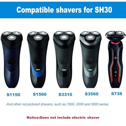SH30 Replacement Heads Compatible with Philips Norelco 3000, 2000, 1000, 3500 Series - 6 Pack with 2 Cleaning Brushes Avelisse