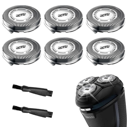 SH30 Replacement Heads Compatible with Philips Norelco 3000, 2000, 1000, 3500 Series - 6 Pack with 2 Cleaning Brushes Avelisse