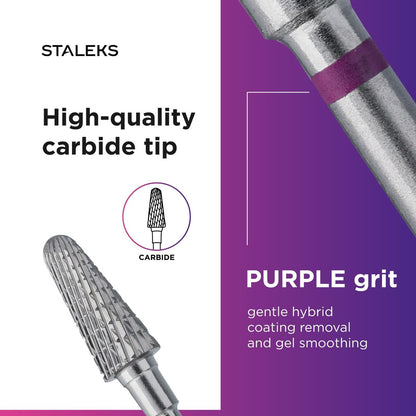 STALEKS PRO Expert Carbide Nail Drill Bit – Frustum, Purple, 6mm Head / 14mm WP, Coarse for Fast Artificial Nail & Skin Removal