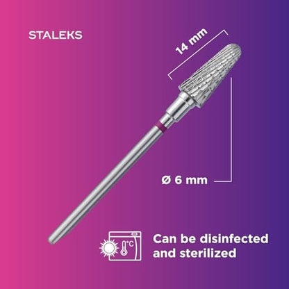 STALEKS PRO Expert Carbide Nail Drill Bit – Frustum, Purple, 6mm Head / 14mm WP, Coarse for Fast Artificial Nail & Skin Removal