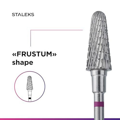 STALEKS PRO Expert Carbide Nail Drill Bit – Frustum, Purple, 6mm Head / 14mm WP, Coarse for Fast Artificial Nail & Skin Removal