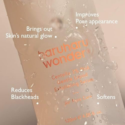 Haruharu Wonder Centella 3% PHA Gentle Liquid Exfoliating Serum – 4.06 fl oz – Mild Exfoliator for Sensitive Skin, Vegan & Cruelty-Free Korean Skincare