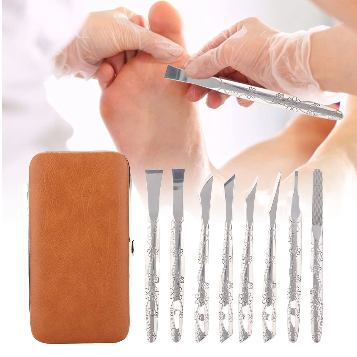 Watris Veiyi 8-Piece Stainless Steel Foot Shaver Set – Professional Pedicure Tool Kit for Dead Skin Removal, Callus Care for Men & Women Avelisse