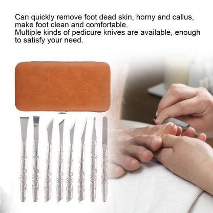 Watris Veiyi 8-Piece Stainless Steel Foot Shaver Set – Professional Pedicure Tool Kit for Dead Skin Removal, Callus Care for Men & Women Avelisse