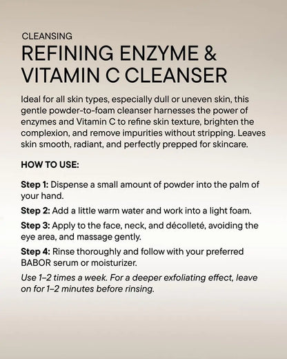 BABOR Enzyme & Vitamin C Powder Cleanser – Brightening & Exfoliating Face Wash for Radiant Skin, Gentle Daily Polish, Travel-Friendly Avelisse