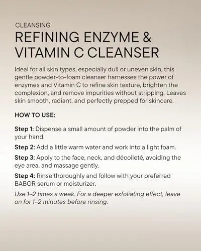 BABOR Enzyme & Vitamin C Powder Cleanser – Brightening & Exfoliating Face Wash for Radiant Skin, Gentle Daily Polish, Travel-Friendly Avelisse