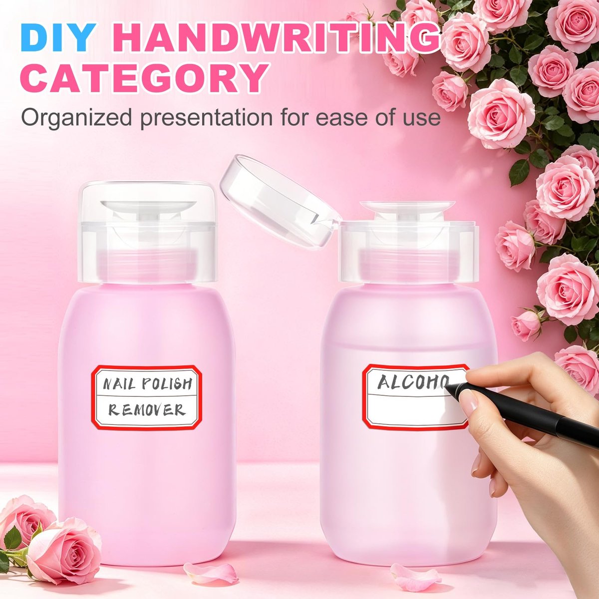 MEKK Acetone Pump Dispenser – Push Down Pump Bottle for Nail Polish Remover & Makeup Remover, 2 Pack 200ml (6.8oz) – Pink - görsel 10