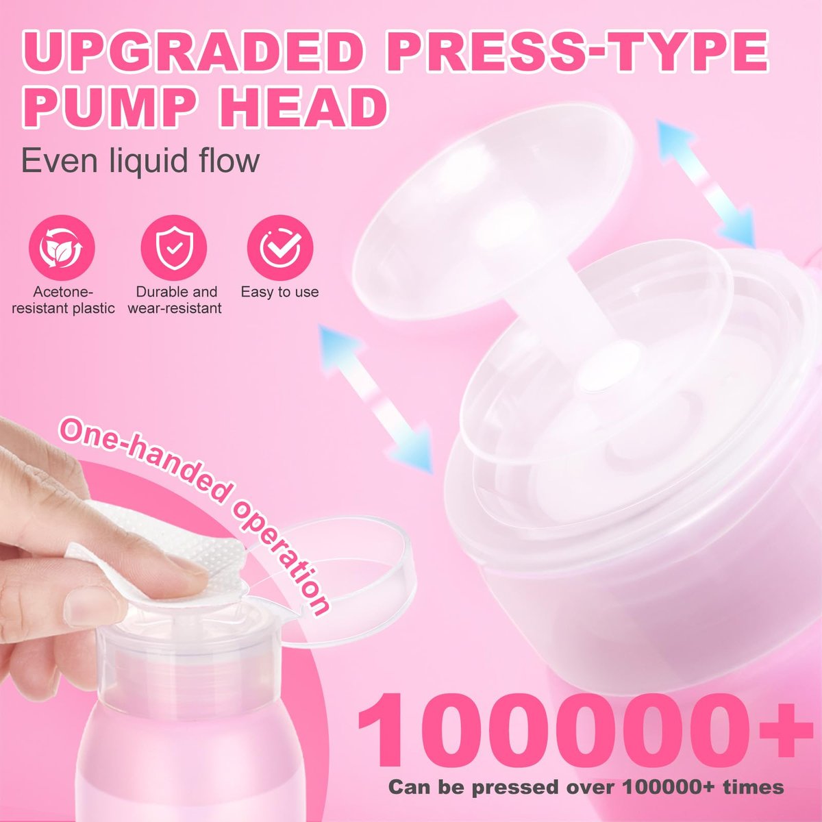 MEKK Acetone Pump Dispenser – Push Down Pump Bottle for Nail Polish Remover & Makeup Remover, 2 Pack 200ml (6.8oz) – Pink - görsel 6