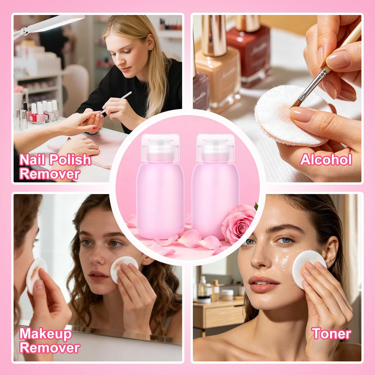 MEKK Acetone Pump Dispenser – Push Down Pump Bottle for Nail Polish Remover & Makeup Remover, 2 Pack 200ml (6.8oz) – Pink - görsel 12