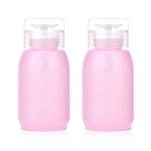 MEKK Acetone Pump Dispenser – Push Down Pump Bottle for Nail Polish Remover & Makeup Remover, 2 Pack 200ml (6.8oz) – Pink - görsel 1