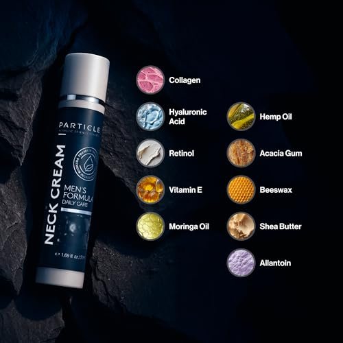 Particle Neck Cream – Daily Hydrating Men's Skin Care with Collagen, Hyaluronic Acid, Retinol, Vitamin E, Moringa Oil & Shea Butter, 1.7 fl oz Avelisse