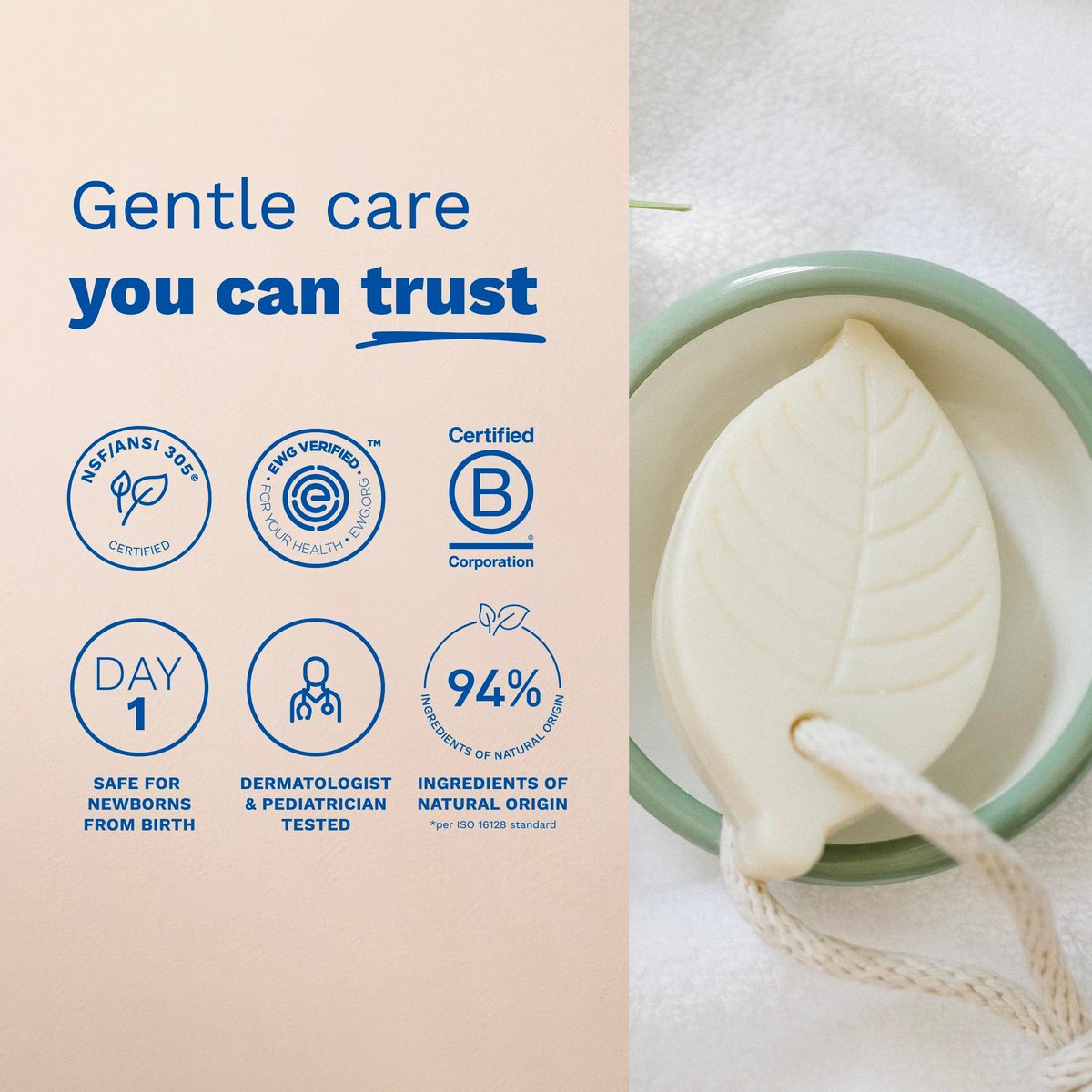 Mustela Solid Shampoo & Body Cleansing Bar for Baby, Kid & Adult - Fragrance-Free, Plastic-Free, Vegan & Biodegradable - with Avocado Oil & Olive Oil - 2.64 oz Avelisse
