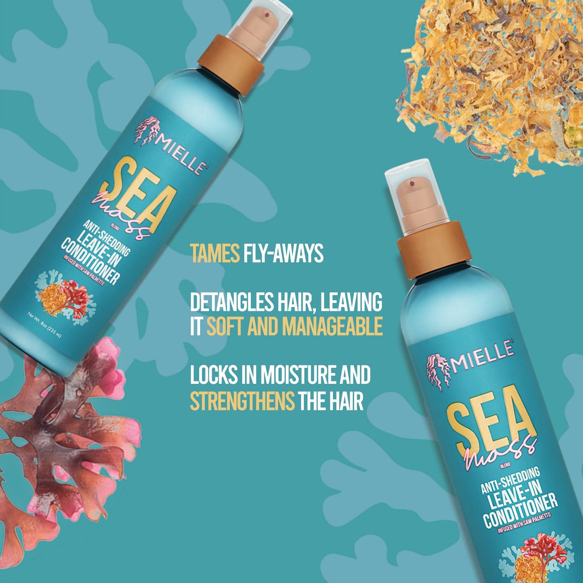 Mielle Organics Sea Moss Anti-Shedding Leave In Conditioner for Curly Hair - Moisturizing Leave In Treatment Spray 8 Oz - görsel 4