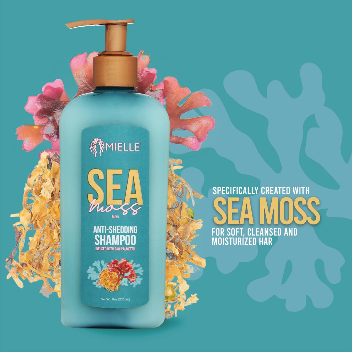 Mielle Organics Sea Moss Anti-Shedding Hair Shampoo - Hydrating Shampoo for Dry Hair - Fortifies Strands for Reduced Shedding - 8 Oz - görsel 7