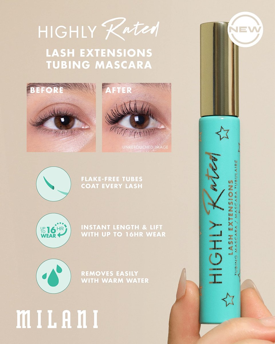 Milani Tubing Mascara - Highly Rated Length & Lift Mascara - Black - Nourishes with Shea Butter Avelisse