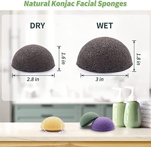 DYS Farm Konjac Face Sponges for Cleansing and Exfoliating – Natural Bamboo Charcoal Konjac Facial Sponges for Oily, Dry, Sensitive Skin – 6-Pack Skincare Tool - görsel 8