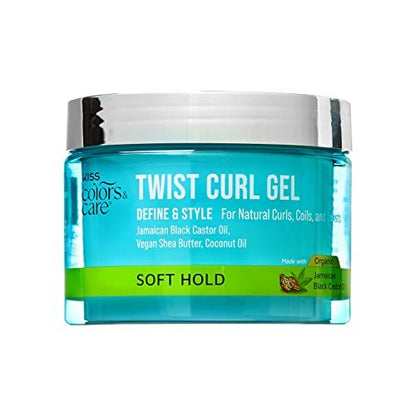 KISS COLORS & CARE Twist Curl Gel - Flexible Hold for Twists, Moisturizing with Organic Jamaican Black Castor Oil, 6 oz