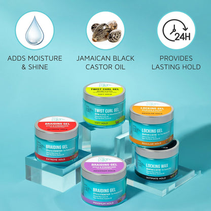 KISS COLORS & CARE Twist Curl Gel - Flexible Hold for Twists, Moisturizing with Organic Jamaican Black Castor Oil, 6 oz