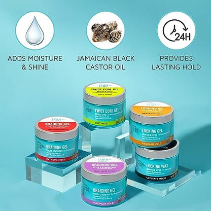 KISS COLORS & CARE Twist Curl Gel - Flexible Hold for Twists, Moisturizing with Organic Jamaican Black Castor Oil, 6 oz