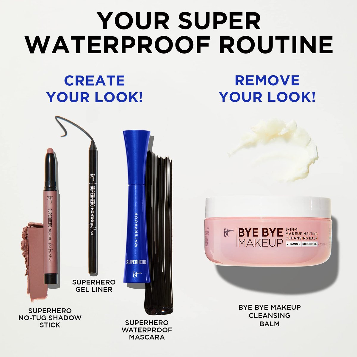 IT Cosmetics Superhero Volumizing Waterproof Mascara – 24HR Wear, Resists Sweat & Humidity, Lash-Loving Biotin & Peptides, Super Black, 0.3 fl oz Avelisse