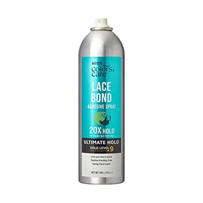 KISS Colors & Care Lace Bond Adhesive Spray Ultimate Hold 11.1 oz - Sweat Proof & Water Resistant Lace Frontal Adhesive