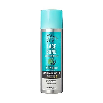 KISS Colors & Care Lace Bond Adhesive Spray Ultimate Hold 11.1 oz - Sweat Proof & Water Resistant Lace Frontal Adhesive