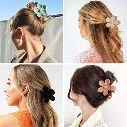 Matte Large Hair Claw Clips for Women – 8PCS Non-Slip Strong Hold Flower Hair Clips for Thick or Thin Hair, Cute Daisy Hair Accessories Gift Set (8 Colors)