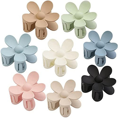 Matte Large Hair Claw Clips for Women – 8PCS Non-Slip Strong Hold Flower Hair Clips for Thick or Thin Hair, Cute Daisy Hair Accessories Gift Set (8 Colors)