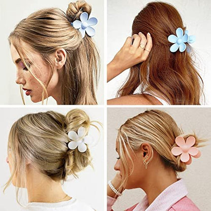 Matte Large Hair Claw Clips for Women – 8PCS Non-Slip Strong Hold Flower Hair Clips for Thick or Thin Hair, Cute Daisy Hair Accessories Gift Set (8 Colors)