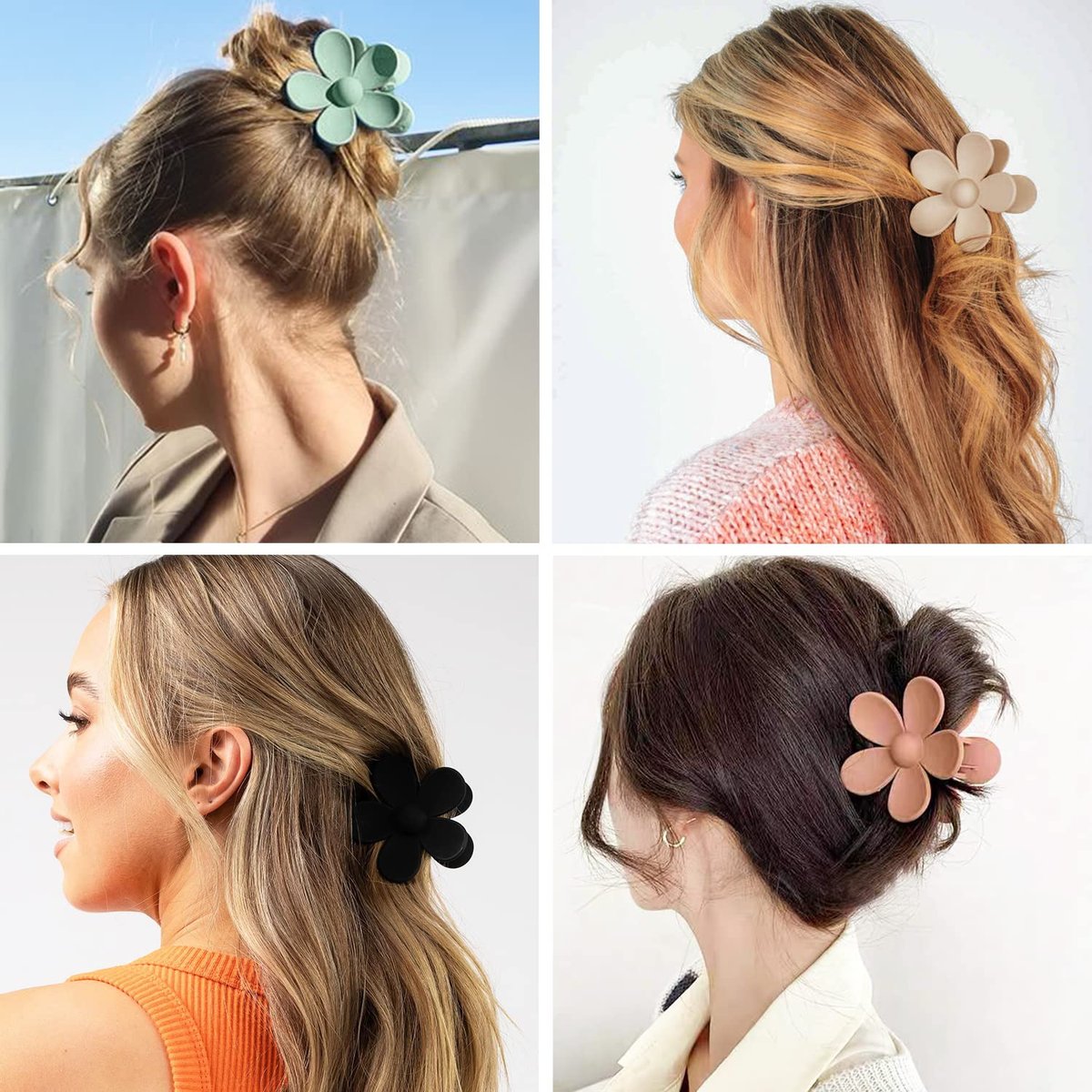 Matte Large Hair Claw Clips for Women – 8PCS Non-Slip Strong Hold Flower Hair Clips for Thick or Thin Hair, Cute Daisy Hair Accessories Gift Set (8 Colors) - görsel 9