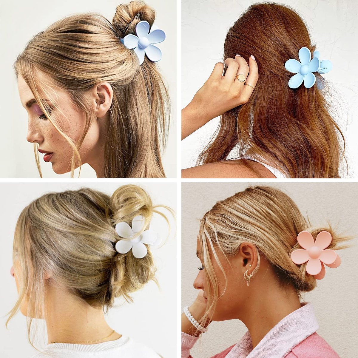Matte Large Hair Claw Clips for Women – 8PCS Non-Slip Strong Hold Flower Hair Clips for Thick or Thin Hair, Cute Daisy Hair Accessories Gift Set (8 Colors) - görsel 7
