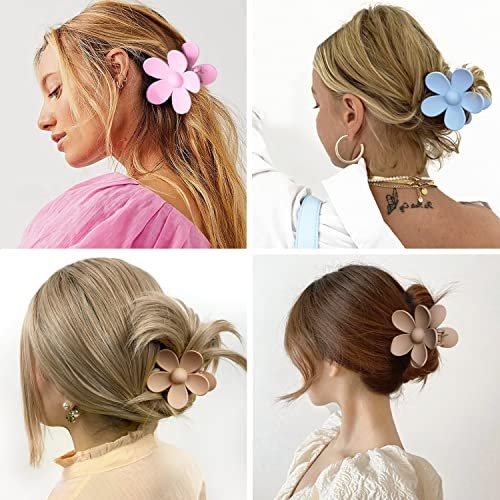 Matte Large Hair Claw Clips for Women – 8PCS Non-Slip Strong Hold Flower Hair Clips for Thick or Thin Hair, Cute Daisy Hair Accessories Gift Set (8 Colors) - görsel 12