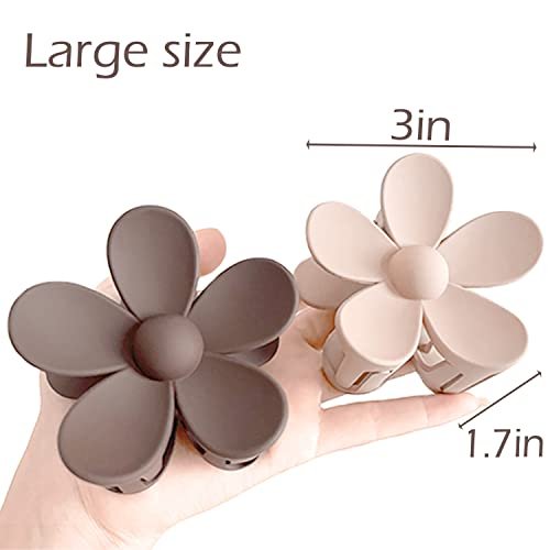 Matte Large Hair Claw Clips for Women – 8PCS Non-Slip Strong Hold Flower Hair Clips for Thick or Thin Hair, Cute Daisy Hair Accessories Gift Set (8 Colors) - görsel 6