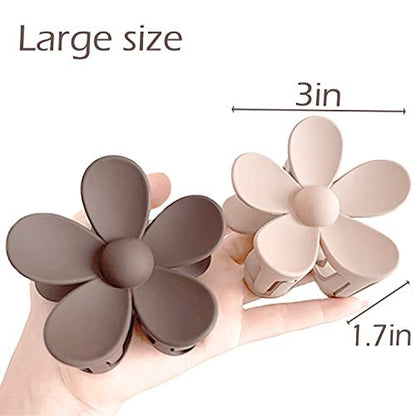 Matte Large Hair Claw Clips for Women – 8PCS Non-Slip Strong Hold Flower Hair Clips for Thick or Thin Hair, Cute Daisy Hair Accessories Gift Set (8 Colors)