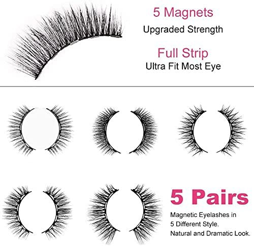 AOMIG Magnetic Eyelashes with Eyeliner Kit – 5 Pairs Natural Look False Lashes with Applicator, Waterproof Eyeliner Reusable Fake Lashes for Makeup Eyelashes Extension (Black) - görsel 7