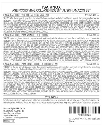 ISA KNOX Age Focus Vital Collagen Essential Toner + Prime Wrinkle Serum & Prime Eye Cream Set by LG Beauty - Korean Skincare (177 ml / 5.99 fl oz) - görsel 14