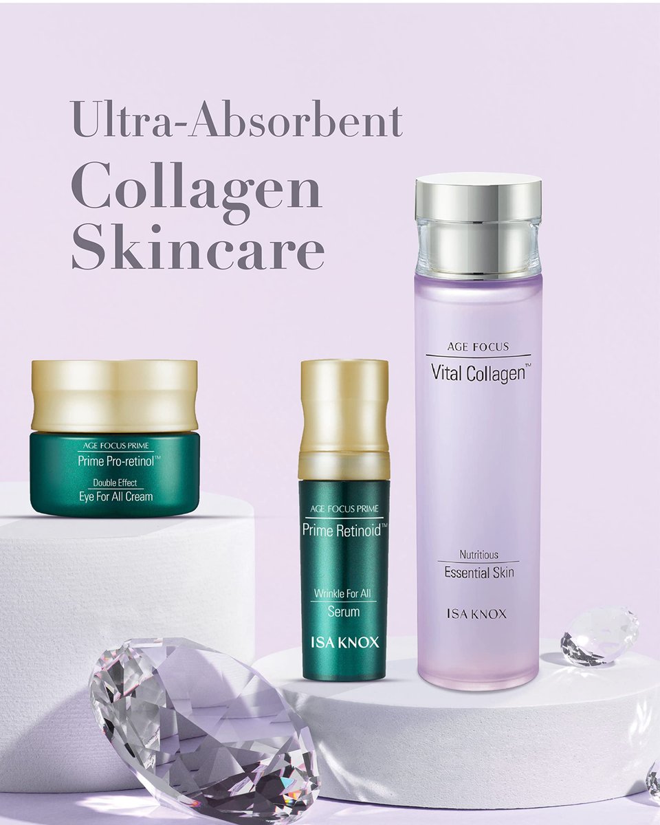ISA KNOX Age Focus Vital Collagen Essential Toner + Prime Wrinkle Serum & Prime Eye Cream Set by LG Beauty - Korean Skincare (177 ml / 5.99 fl oz) - görsel 3