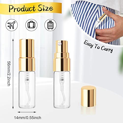 Cositina 30-Pack 3ml Fine Mist Atomizer Glass Bottles - Mini Clear Spray Vials with Gold Lids for Perfume, Fragrance Samples, and DIY Sprays Avelisse