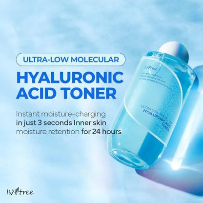 ISNTREE Ultra-Low Molecular Hyaluronic Acid Toner 300ml | Deep Hydration & Skin Smoothing | Vegan & Fragrance-Free Korean Skincare