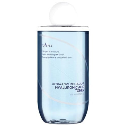 ISNTREE Ultra-Low Molecular Hyaluronic Acid Toner 300ml | Deep Hydration & Skin Smoothing | Vegan & Fragrance-Free Korean Skincare