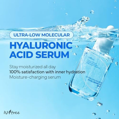 ISNTREE Ultra-Low Molecular Hyaluronic Acid Serum - Deep Hydration Vegan Korean Skincare, 1.69 fl.oz