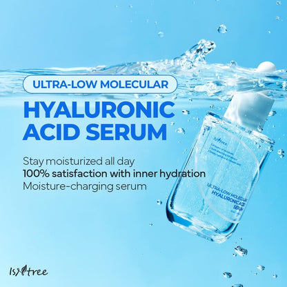 ISNTREE Ultra-Low Molecular Hyaluronic Acid Serum - Deep Hydration Vegan Korean Skincare, 1.69 fl.oz