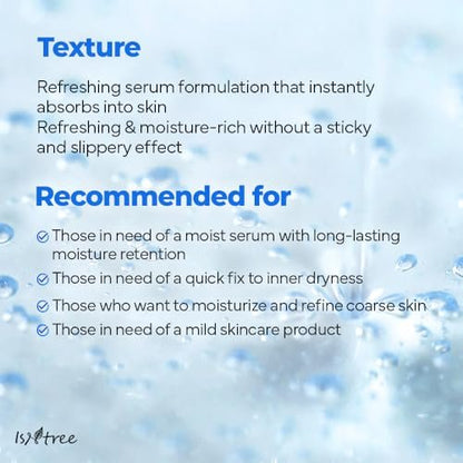 ISNTREE Ultra-Low Molecular Hyaluronic Acid Serum - Deep Hydration Vegan Korean Skincare, 1.69 fl.oz