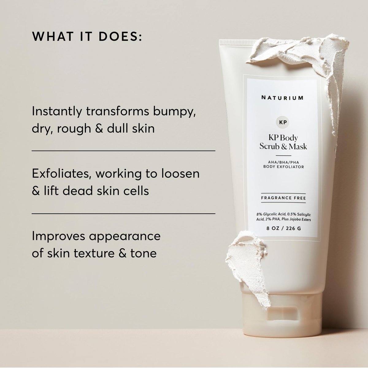 Naturium KP Body Scrub & Mask for Keratosis Pilaris – Bump Eraser Shower Scrub, 8 oz Avelisse