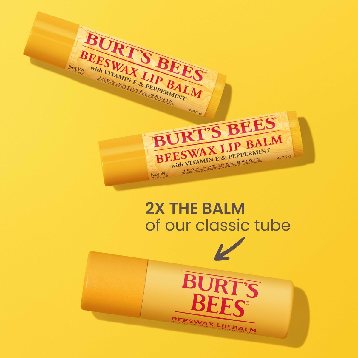 Burt's Bees Moisturizing Lip Balm - 2 Original Beeswax & 1 Vanilla Bean, 100% Natural Origin, 0.34 oz Each (3 Paper Tubes) Avelisse