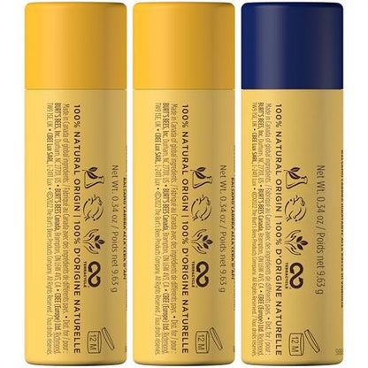Burt's Bees Moisturizing Lip Balm - 2 Original Beeswax & 1 Vanilla Bean, 100% Natural Origin, 0.34 oz Each (3 Paper Tubes) Avelisse